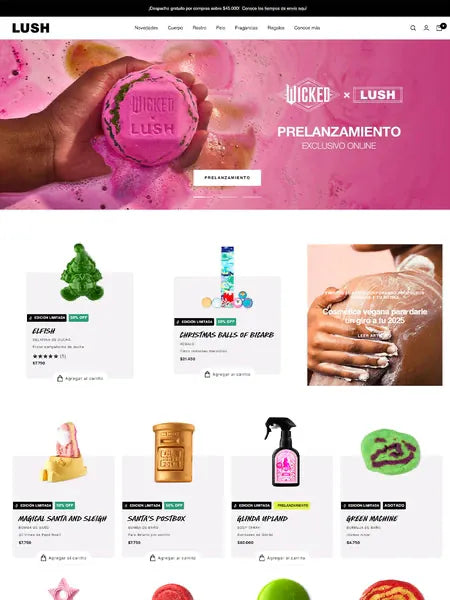 Tienda online de Lush desarrollada en Shopify
